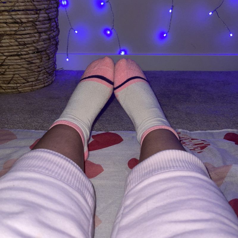 Pink and White Athletic Socks