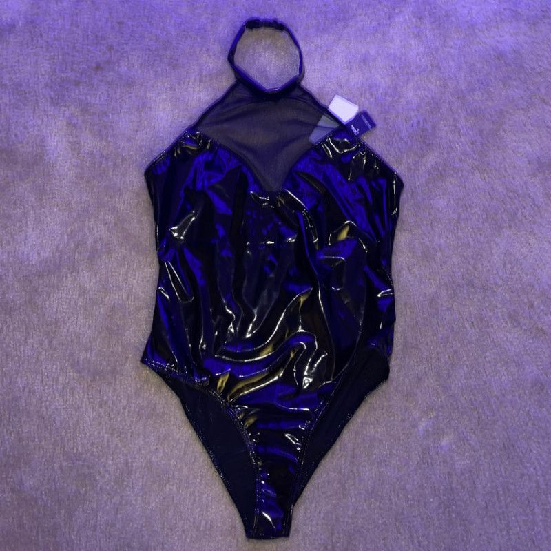 Latex Wet look Pleather Bodysuit M