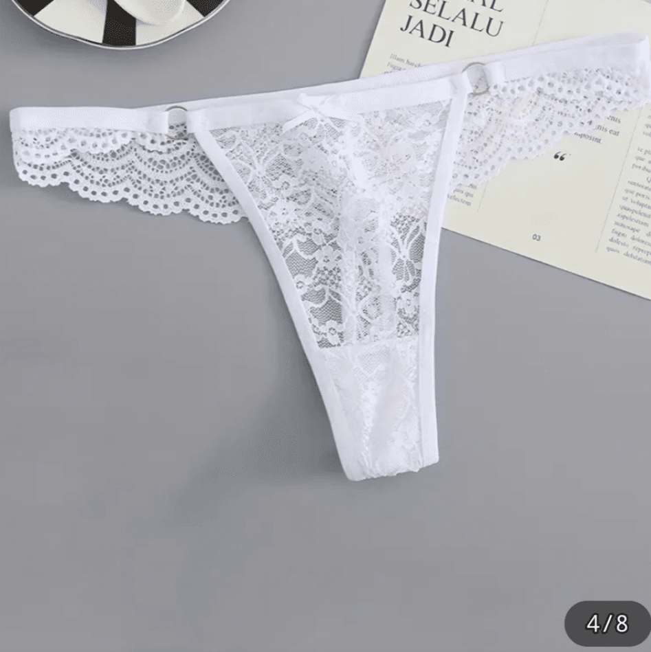 White Lacey Thong