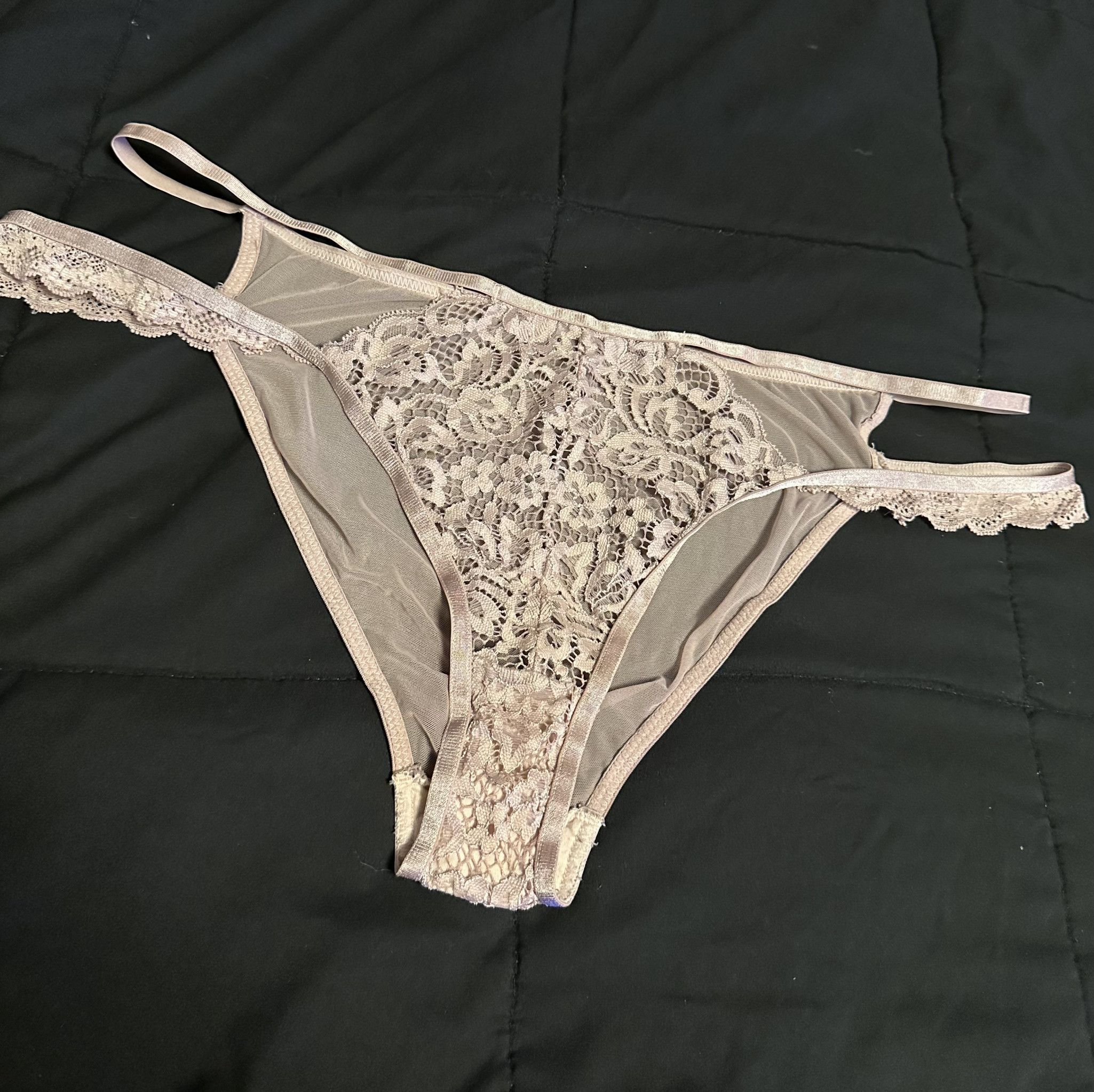 Heavily worn lace and mesh panties