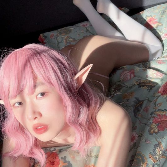 Pink hair elf 100 photos set