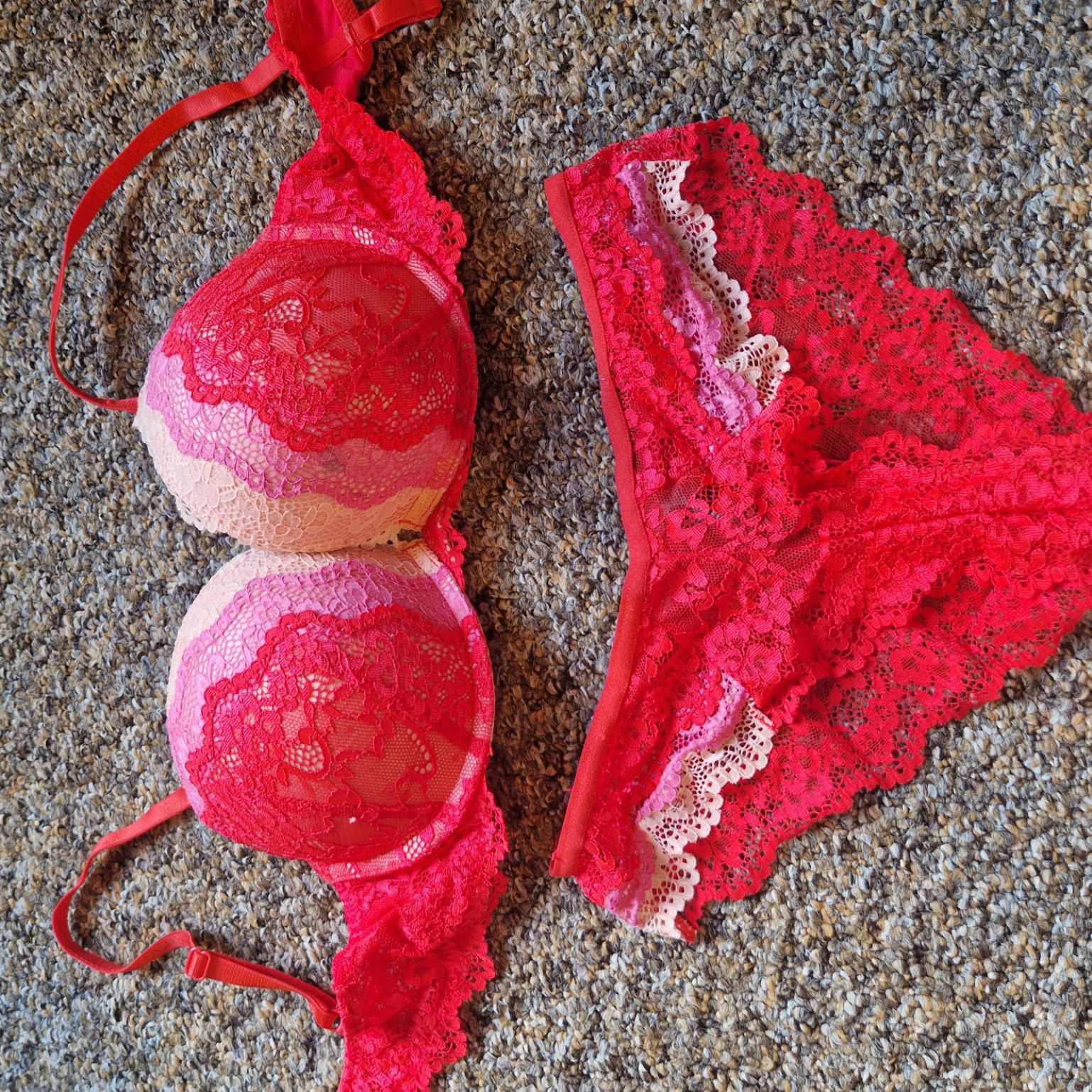 Red lace lingerie set