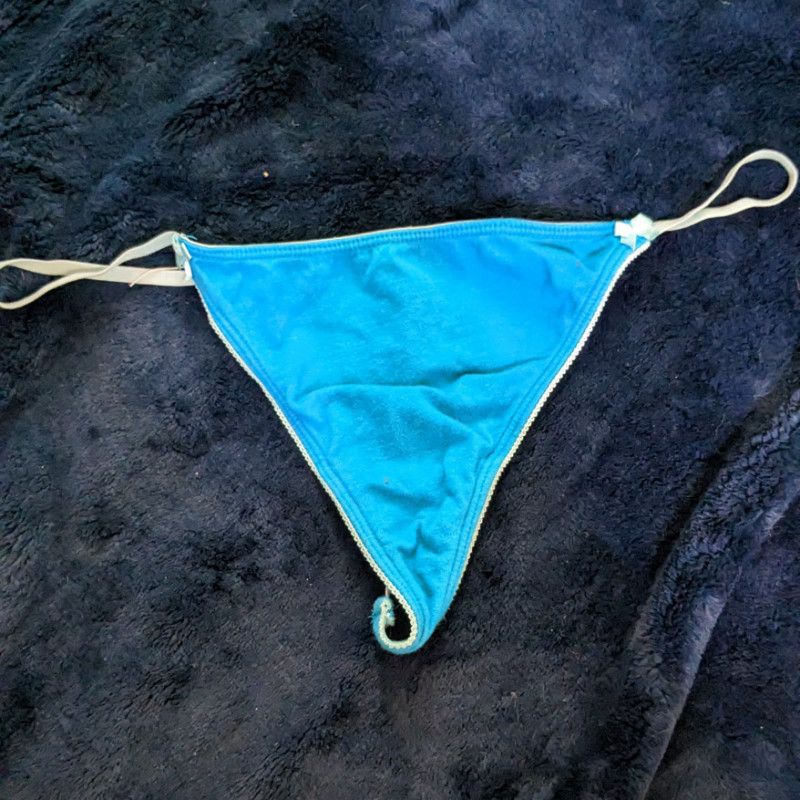 Used Blue Cotton Thong