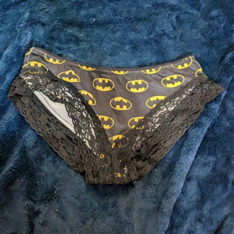 Used Black and Yellow Batman Silk and Lace Panties