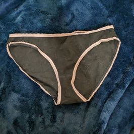 Used Black with Pink Trim Cotton Panties