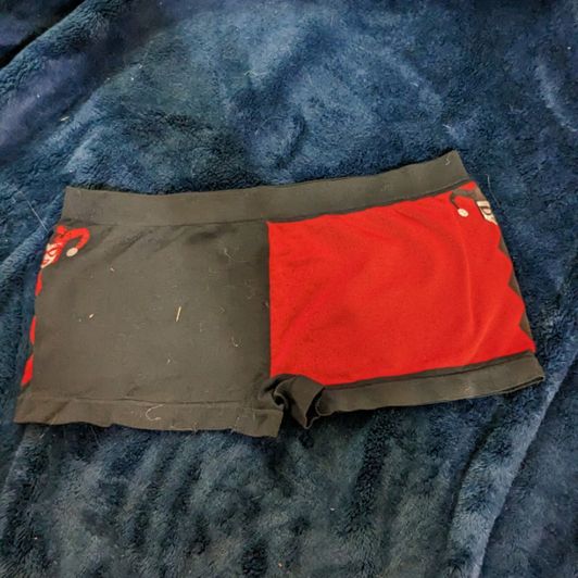 Used Black and Red Harley Quinn Polyester Boyshort Panties