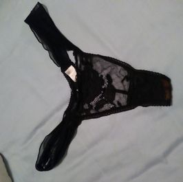 Black lace thong