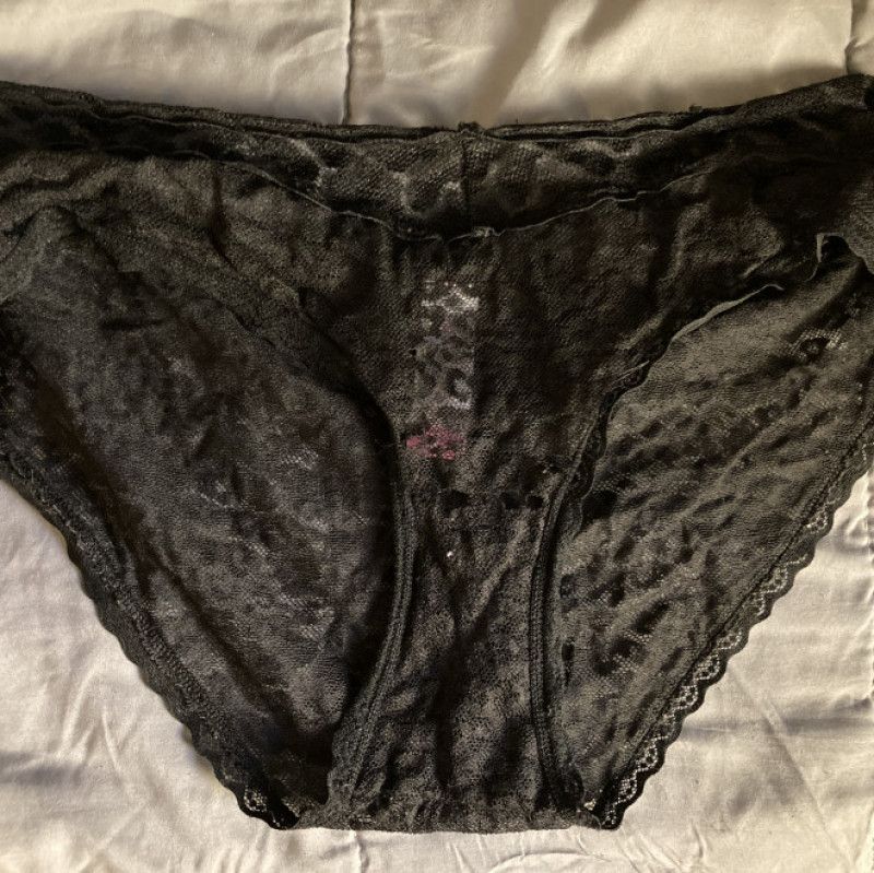 Black leopard print lace panty