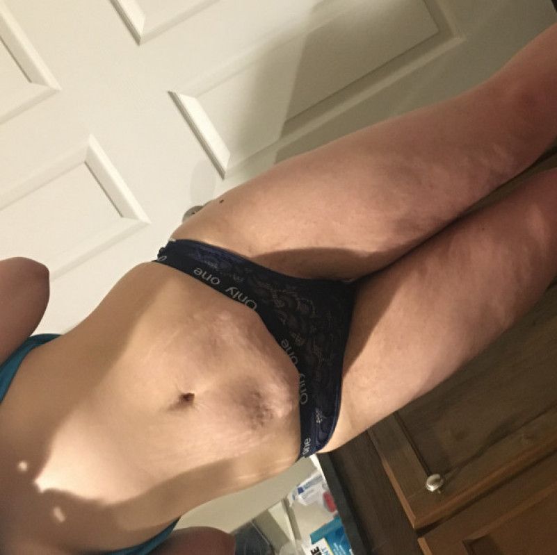 Blue lace thong