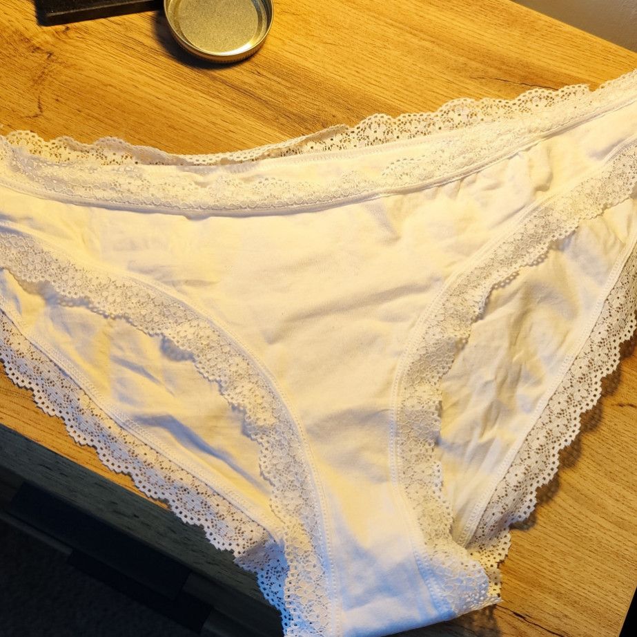 Worn used white cotton panties