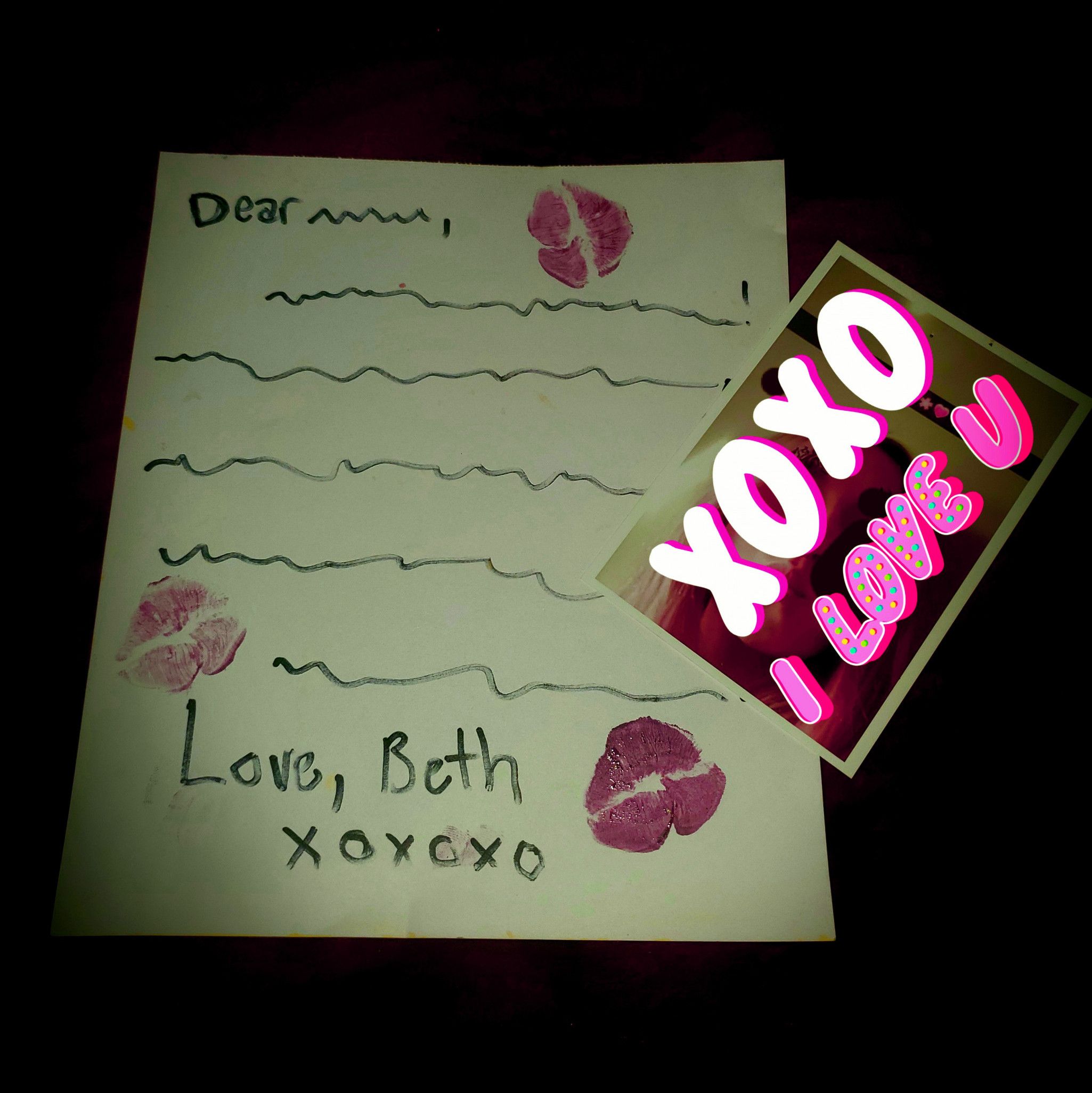 Love Letter with Lipstick Kisses and Signed Surprise Photo