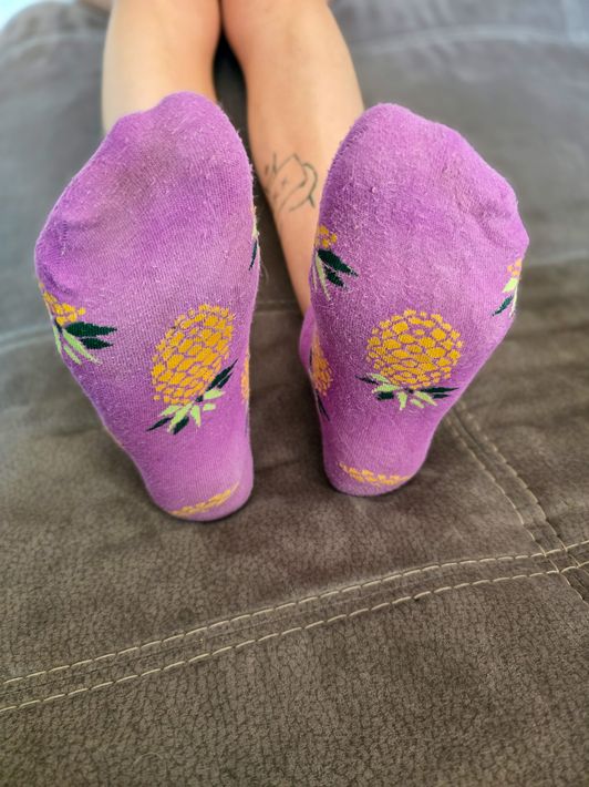 worn pineapple sneaker socks lilac