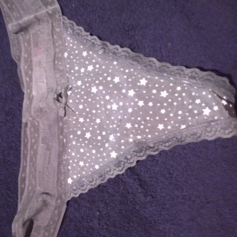 Worn Olive Green with White Stars Thong