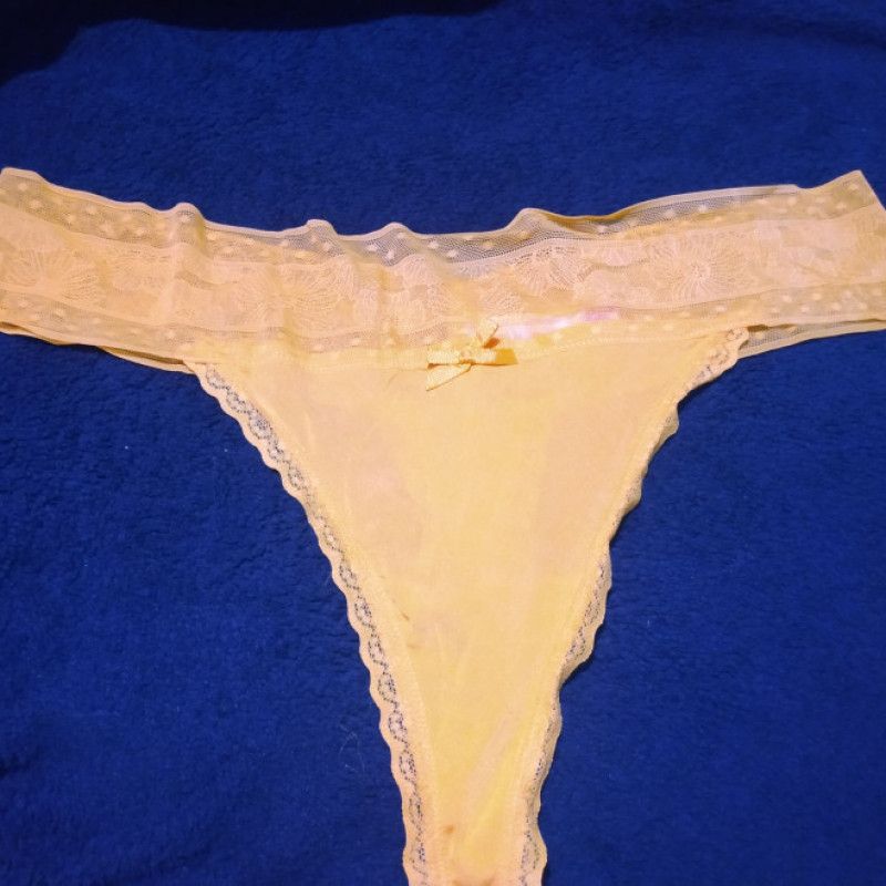 Worn Sexy Yellow Thong Panties