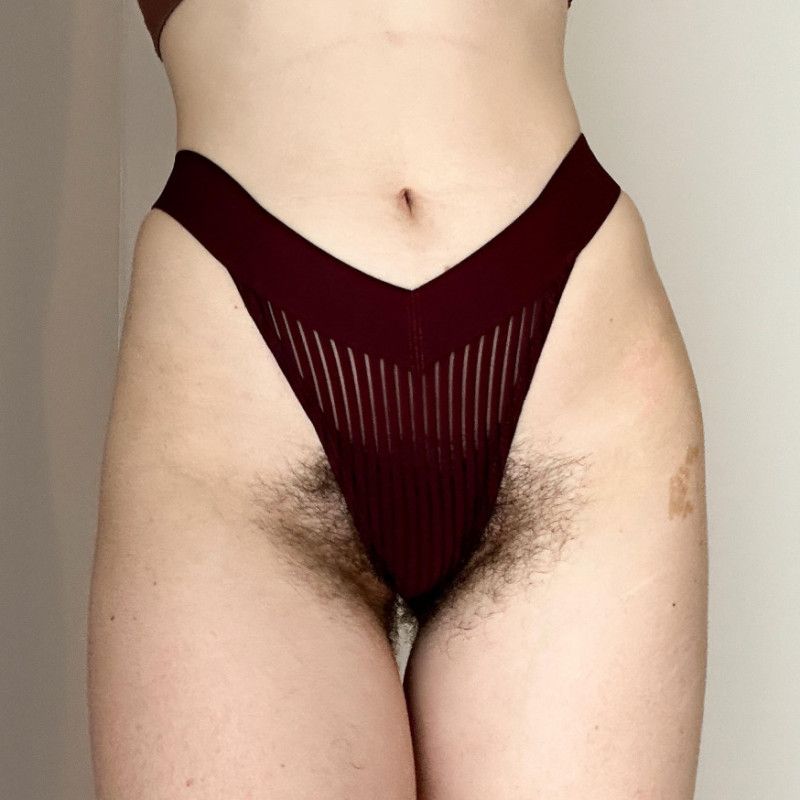 maroon striped worn thong