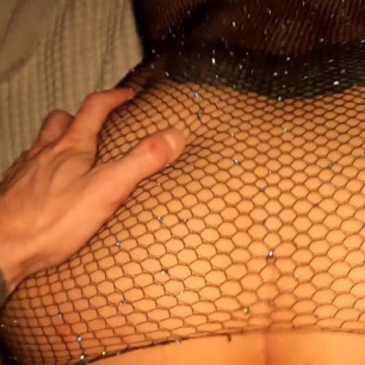 Sparkly fishnet crotchless bodysuit