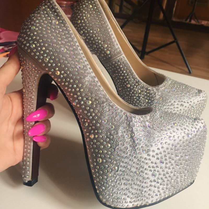 Silver Heels with Glitter