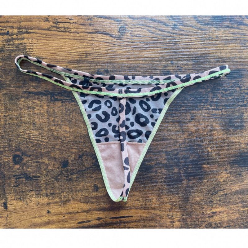 Leopard green thong