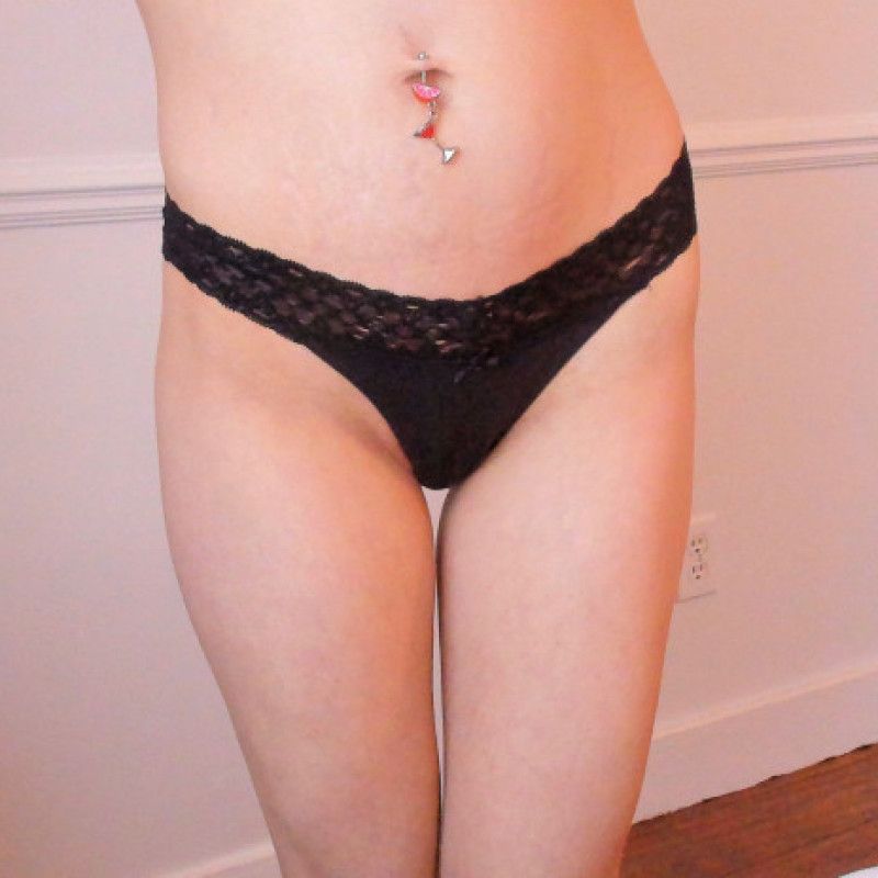 black lace and bow thong