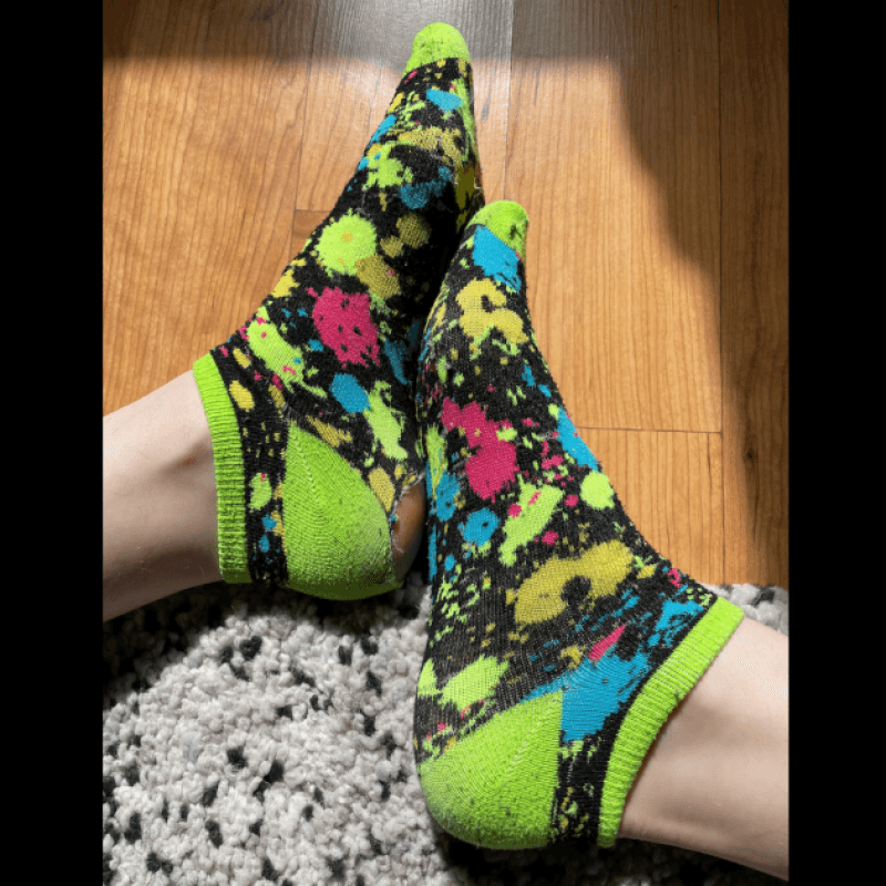 Neon Splatter Socks w Hole in Heel