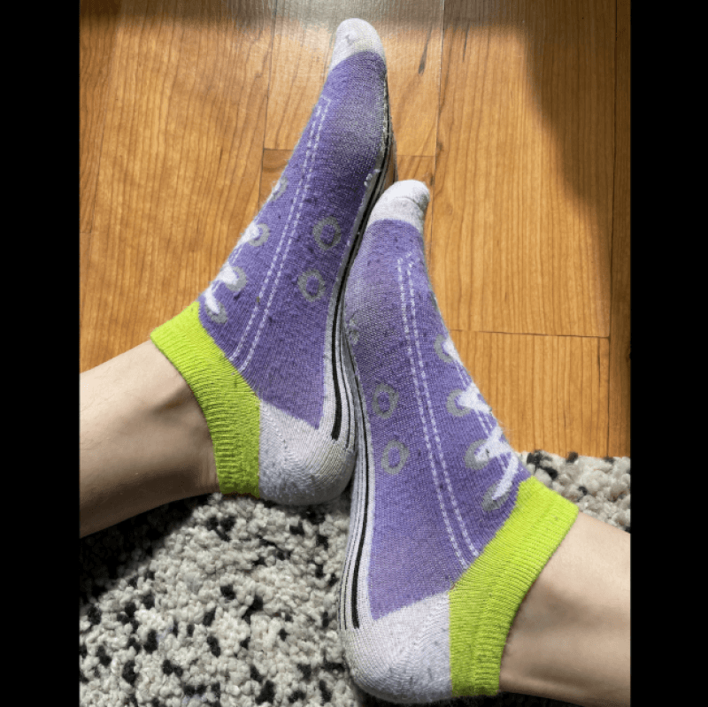 Green and Purple Faux Sneaker Socks