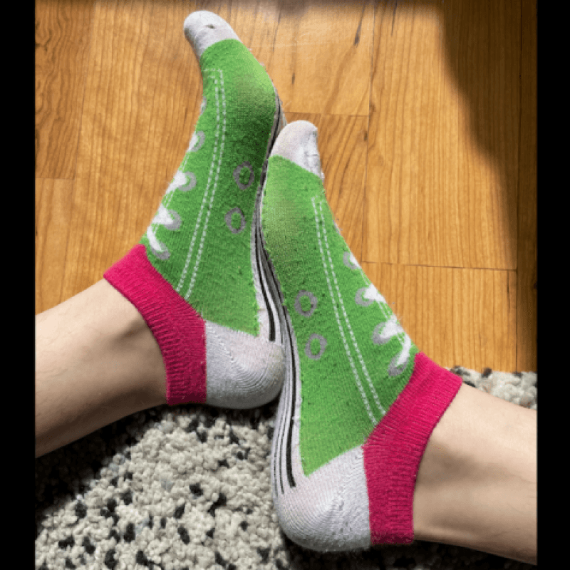 Pink and Green Faux Sneaker Socks