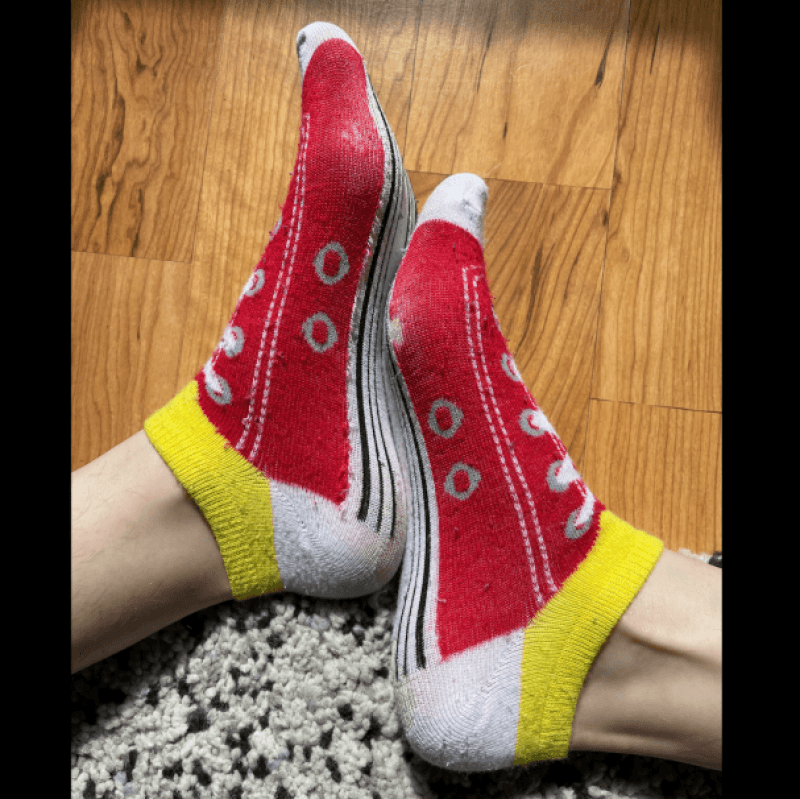 Yellow and Red Faux Sneaker Socks