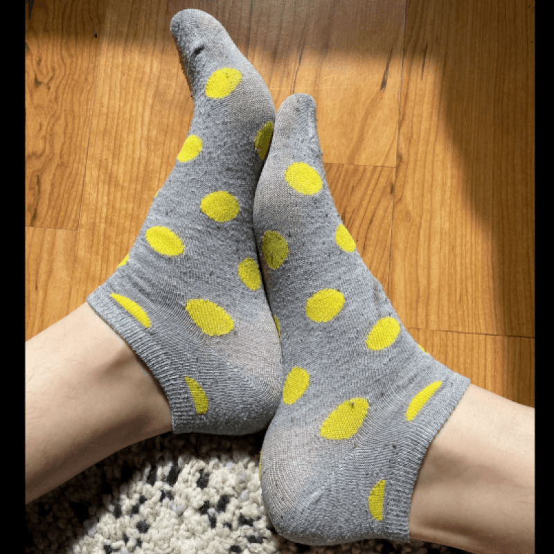 Gray and Yellow Polka Dot Socks