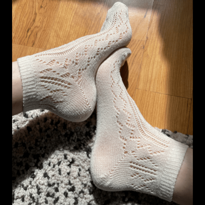 Cream Cut Out Socks