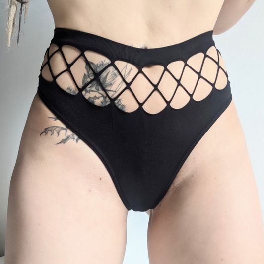 Black panties with mesh