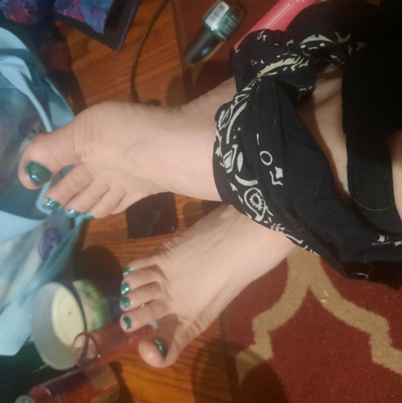 Tied barefeet with bandana