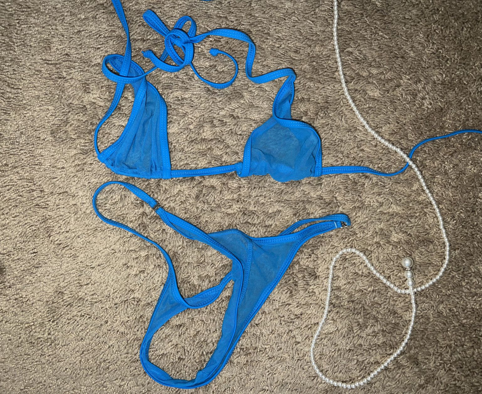 See thru blue bikini