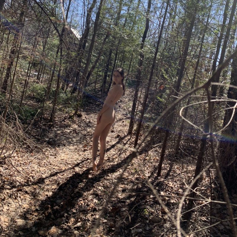 Magical nude forest walk