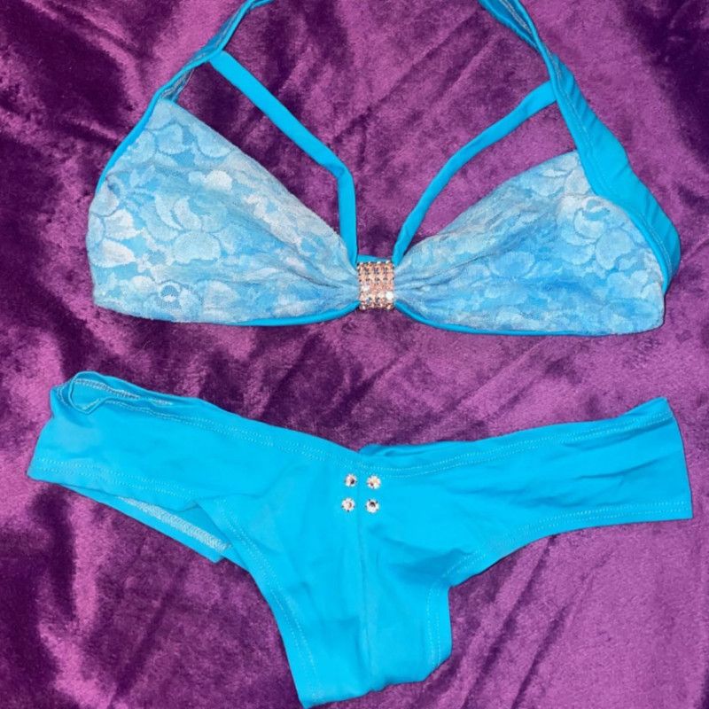 Sparkly blue lingerie