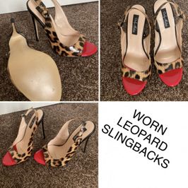 WORN LEOPARD SLINGBACKS