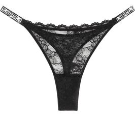 Sparkly Strappy Black Lace Thong Panties