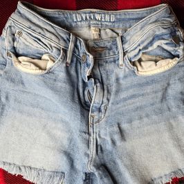 Very worn in denim jean shorts size 6