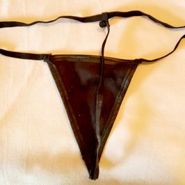 Black Faux Leather Gstring Panties