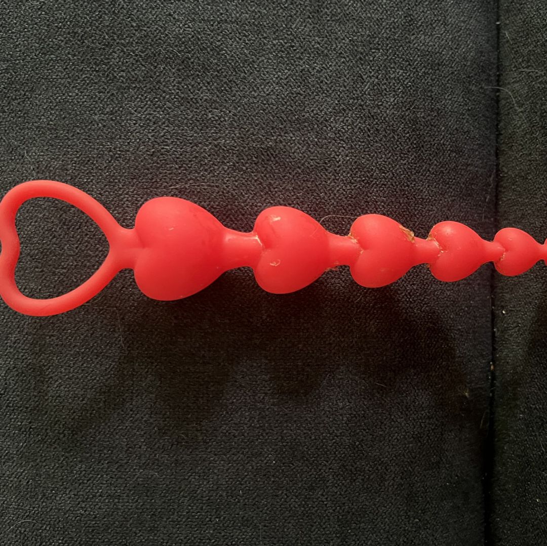 Red Heart Shaped Anal Beads