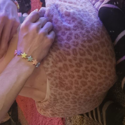 Worn pink cheetah pajamas