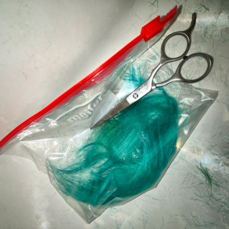 Bag of Blue Green Hair