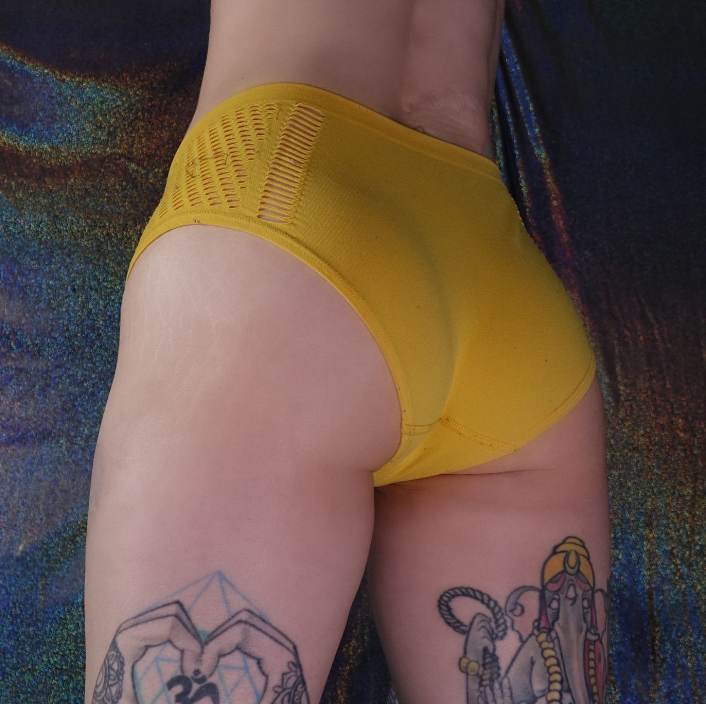 Stained Yellow No Show Brief Panties