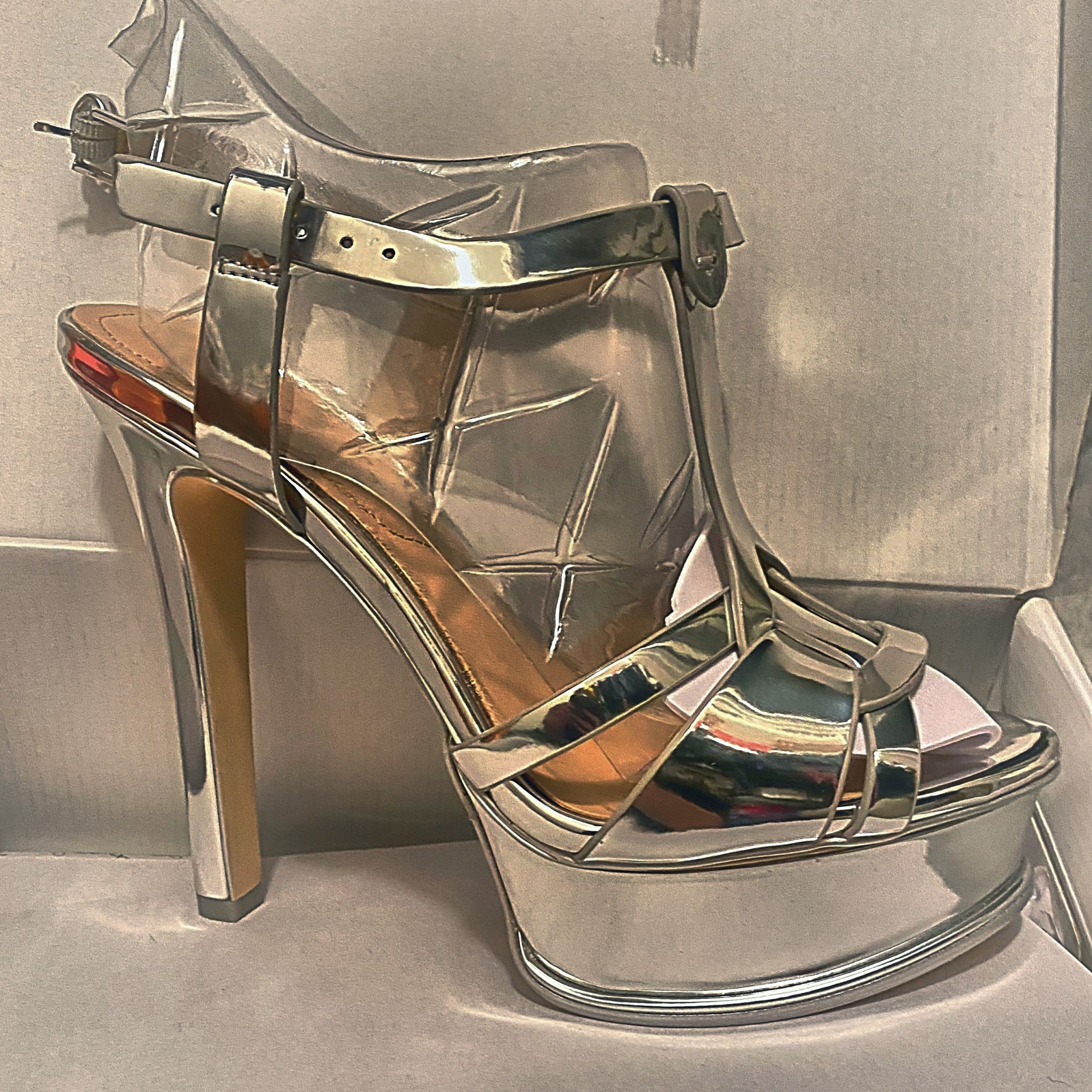 Chrome High Shine Futuristic High Heels