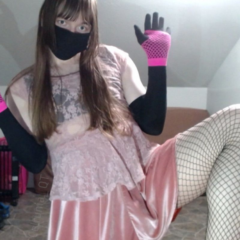 Femboy fishnets cock image set