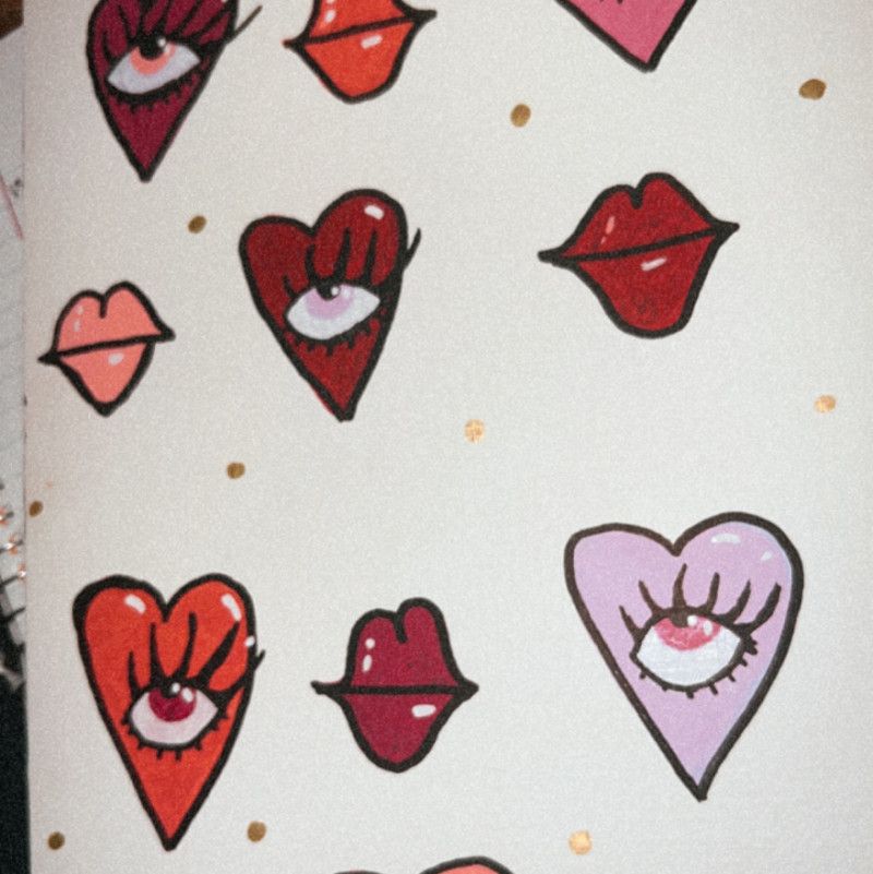 Valentines Day sketchbook page