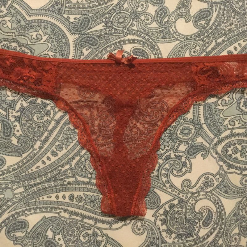 Orange lace thong panties