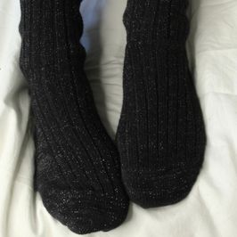 Worn Sparkly Black Socks