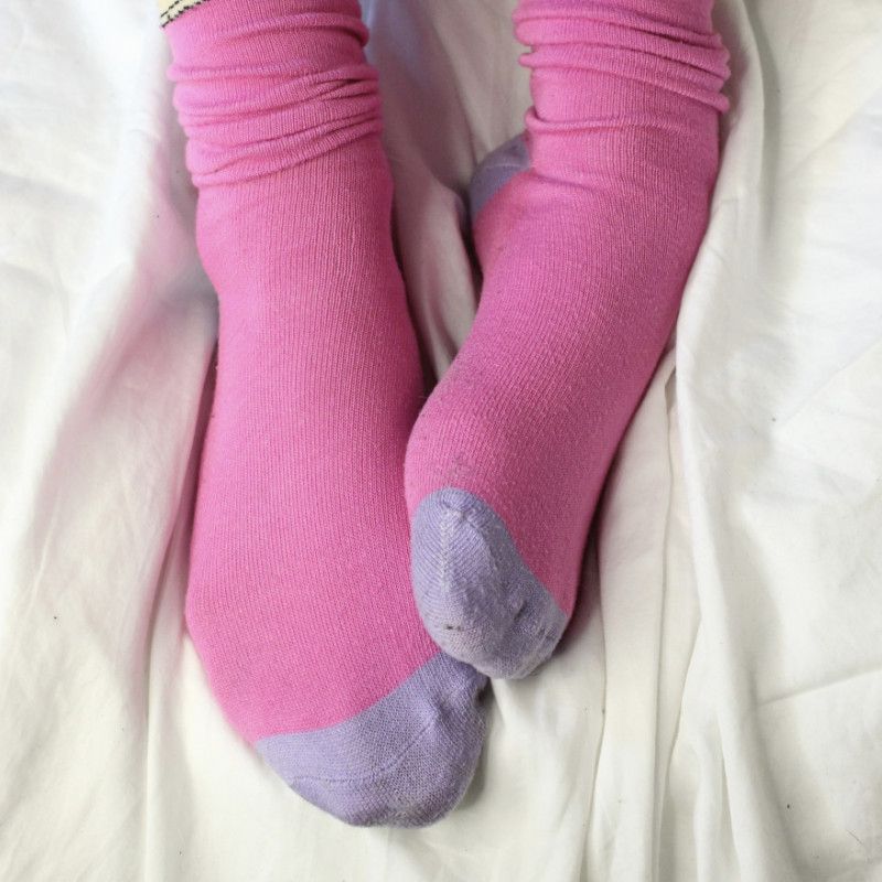 Worn Pink and Purple Socks