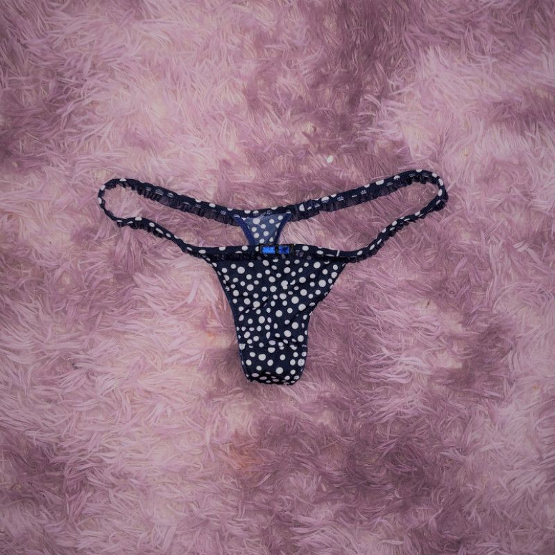 Navy Blue Polka Dot Thong Panty