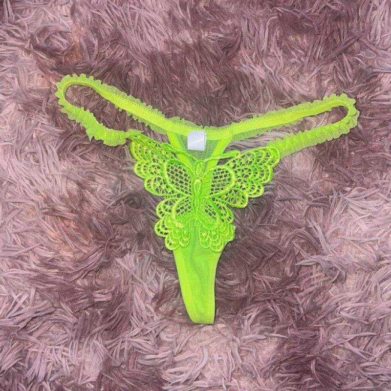 NEON green butterfly Thong Panty